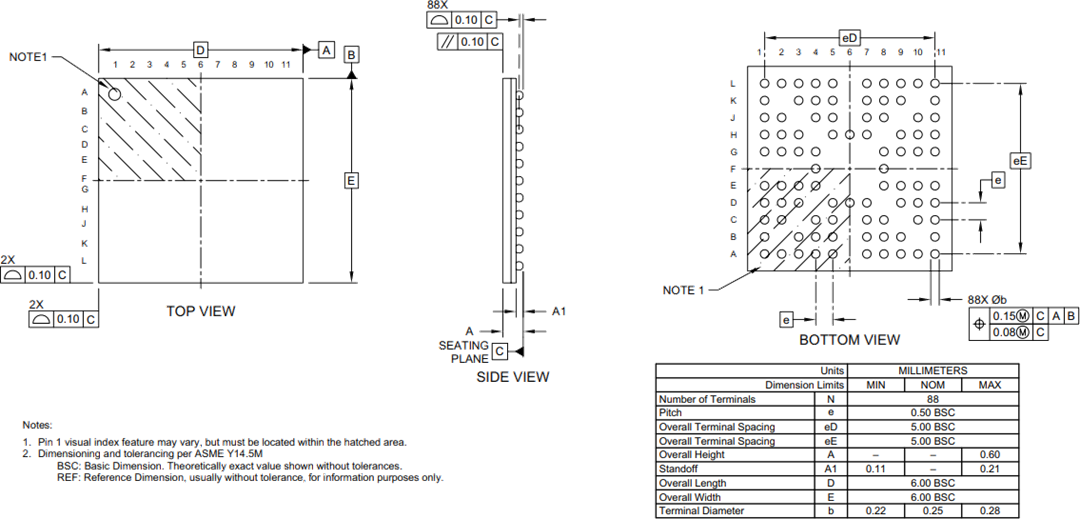 机械图纸 - Microchip Technology ATMXT448UD maXTouch®触摸屏控制器