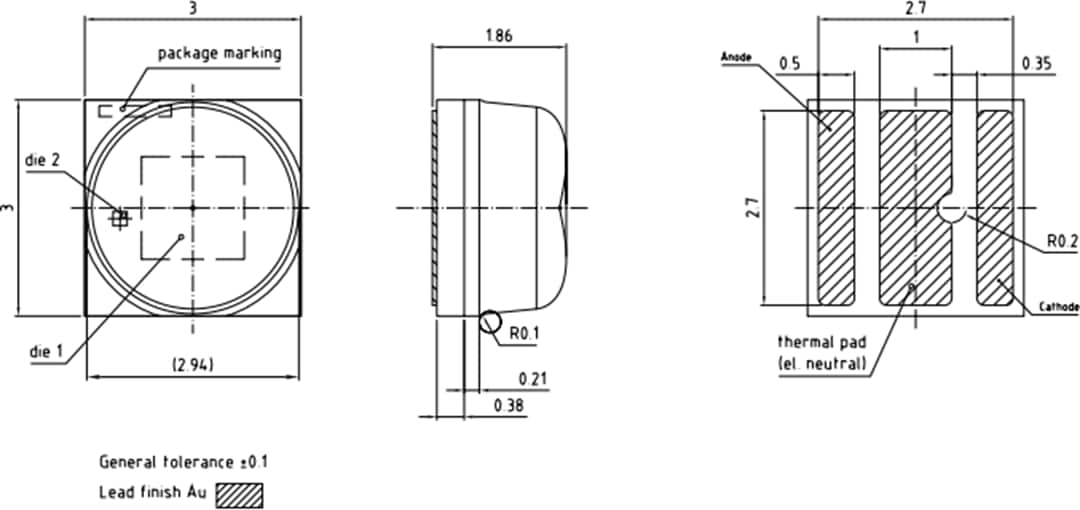 机械图纸 - ams OSRAM OSLON® CSBPM2.24远红光LED