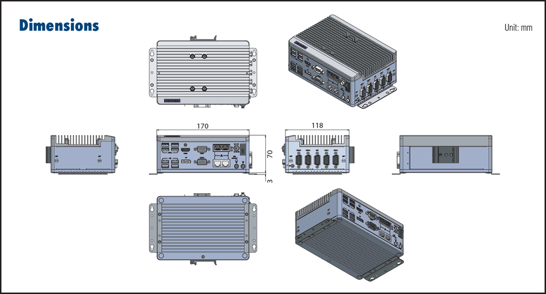 机械图纸 - Advantech EPC-C301无风扇嵌入式PC