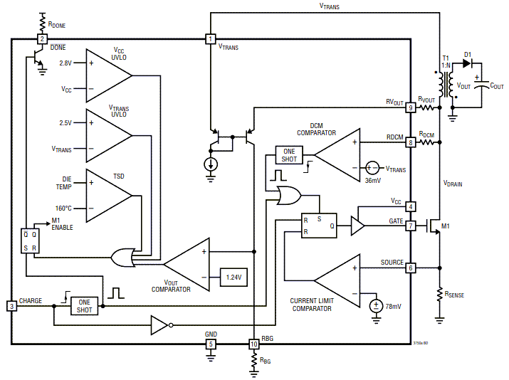 框图 - Analog Devices Inc. LT3750A电容充电器控制器