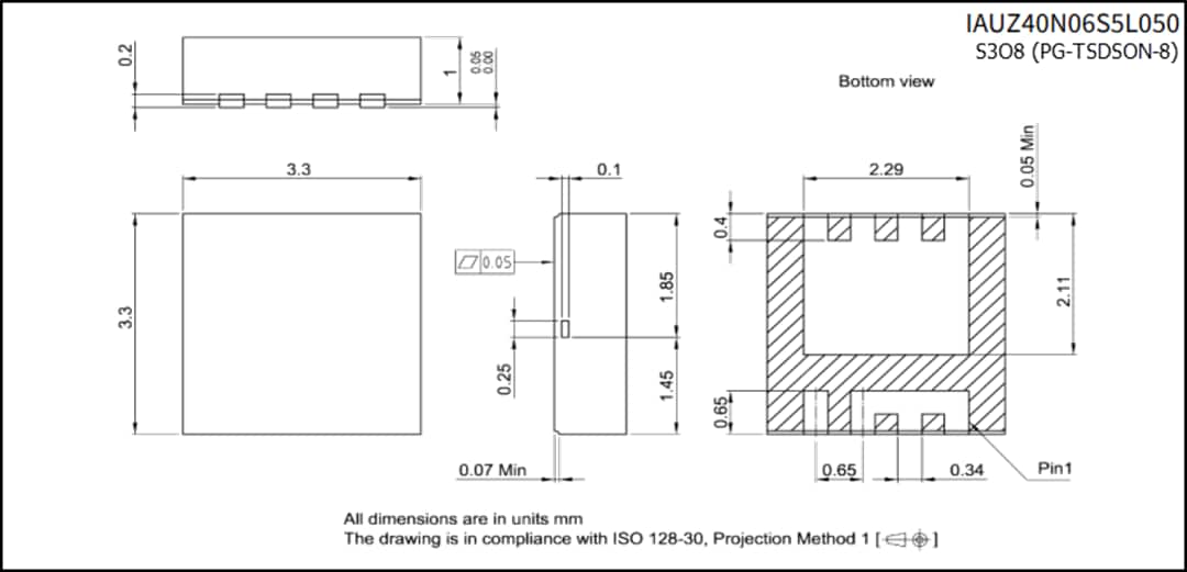 机械图纸 - Infineon Technologies IAUZ4xN06S5 60V汽车级OptiMOS™-5 MOSFET 机械图纸 - Infineon Technologies IAUZ4xN06S5 60V汽车级OptiMOS™-5 MOSFET