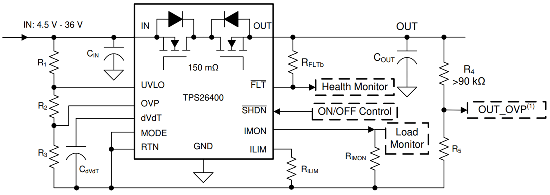 原理图 - Texas Instruments TPS2640 42V 2A电子熔丝