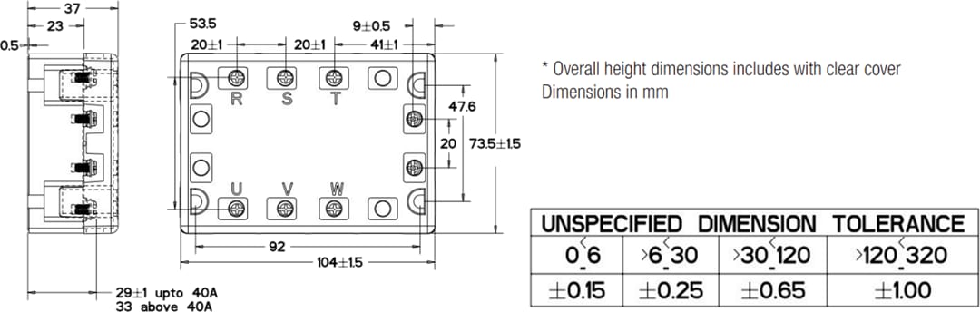 机械图纸 - TE Connectivity / Potter & Brumfield SSR3三相固态继电器