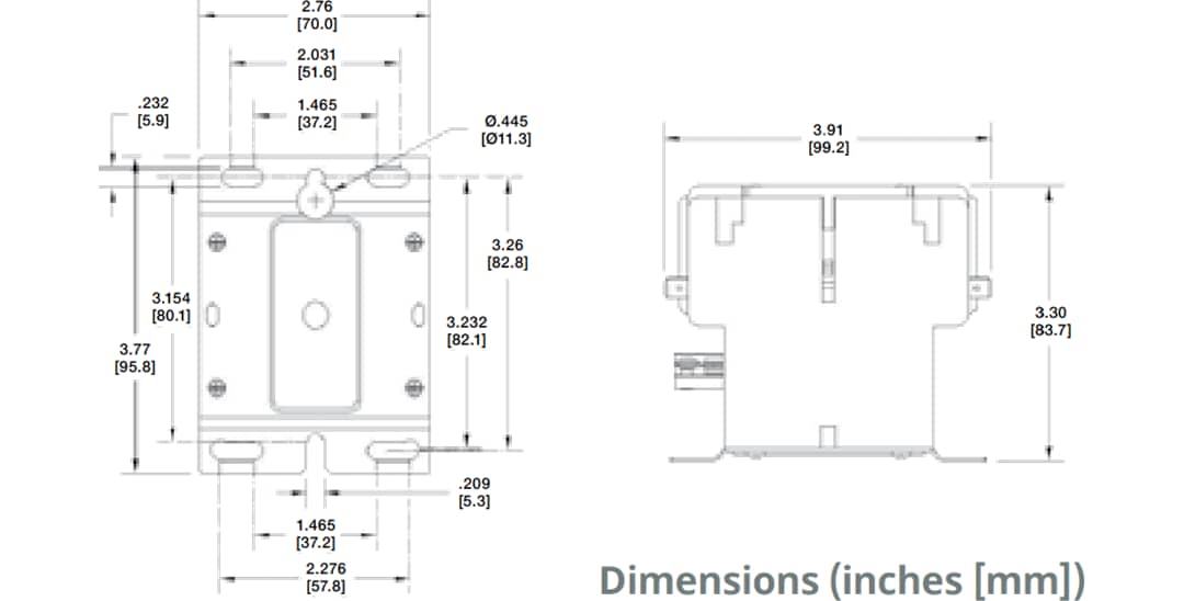 机械图纸 - Hartland Controls / Littelfuse HCC 3极50-60FLA限定用途接触器 机械图纸 - Hartland Controls / Littelfuse HCC 3极50-60FLA限定用途接触器