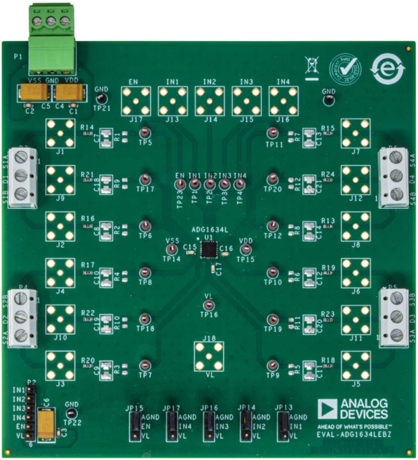 机械图纸 - Analog Devices Inc. EVAL-ADG1634LEBZ评估板（用于ADG1634L）