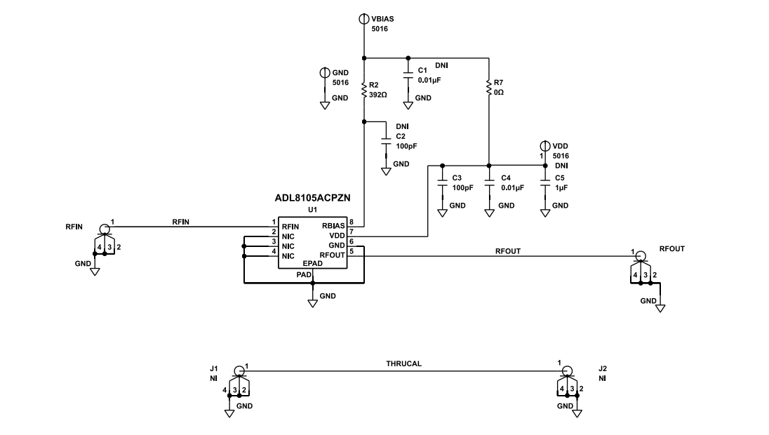 原理图 - Analog Devices Inc. ADL8105-EVALZ评估板