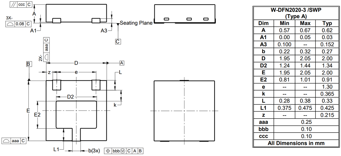 机械图纸 - Diodes Incorporated FMMT411FDBWQ低电压雪崩晶体管
