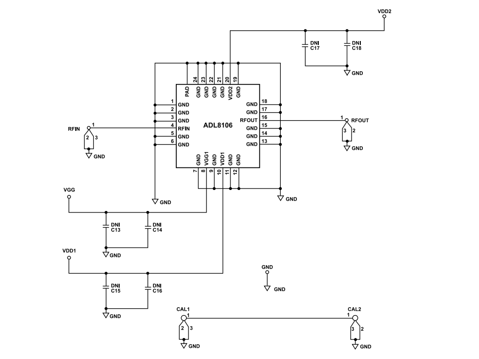 原理图 - Analog Devices Inc. ADL8106-EVALZ评估板