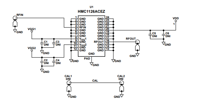 原理图 - Analog Devices Inc. HMC1126-EVALZ评估板