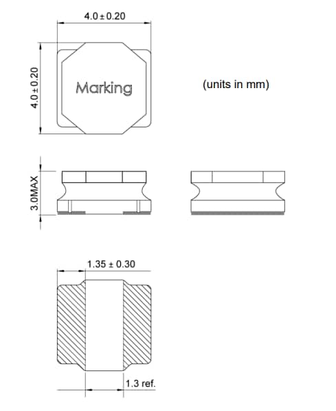 Mechanical Drawing - Monolithic Power Systems (MPS) MPL-SE4030-470 47µH Semi-Shielded Inductor