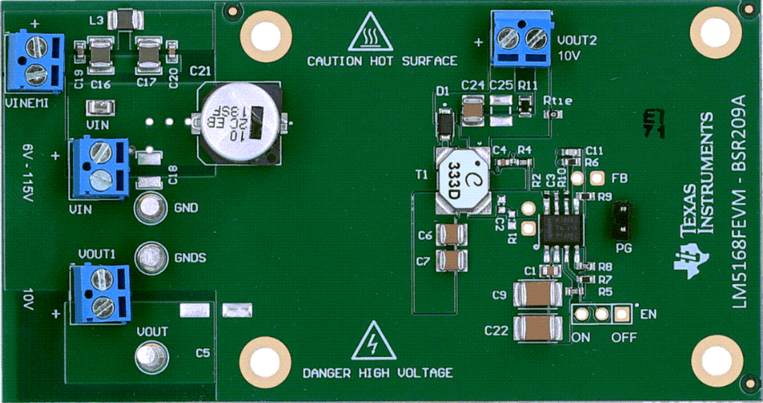 机械图纸 - Texas Instruments LM5168FEVM转换器评估模块 (EVM)