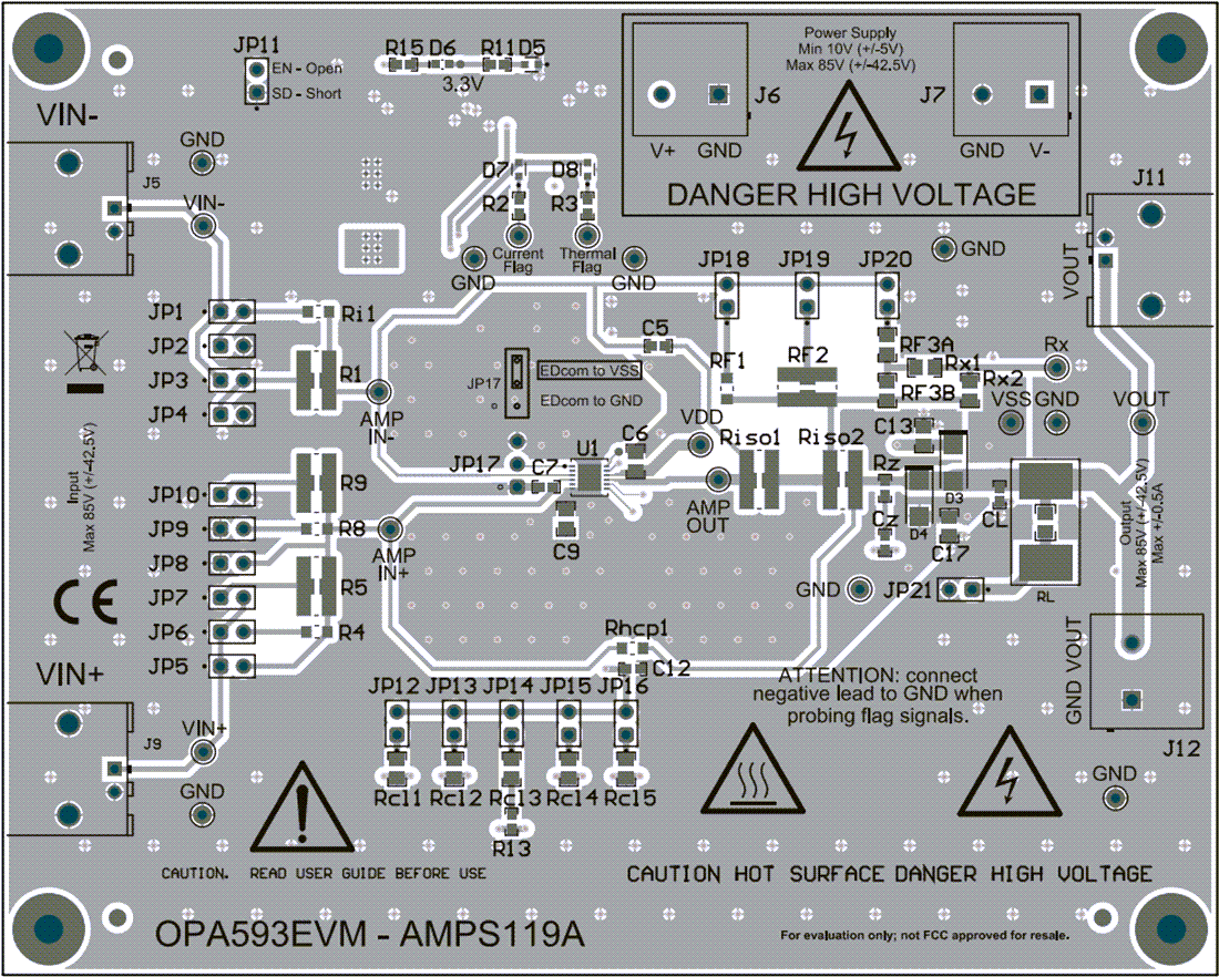 机械图纸 - Texas Instruments OPA593EVM运算放大器评估模块 (EVM)