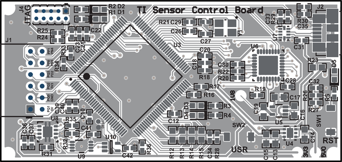 机械图纸 - Texas Instruments TI-SCB传感器控制板 (SCB)