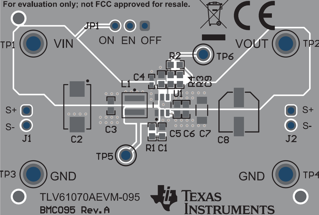 机械图纸 - Texas Instruments TLV61070AEVM-095转换器评估模块