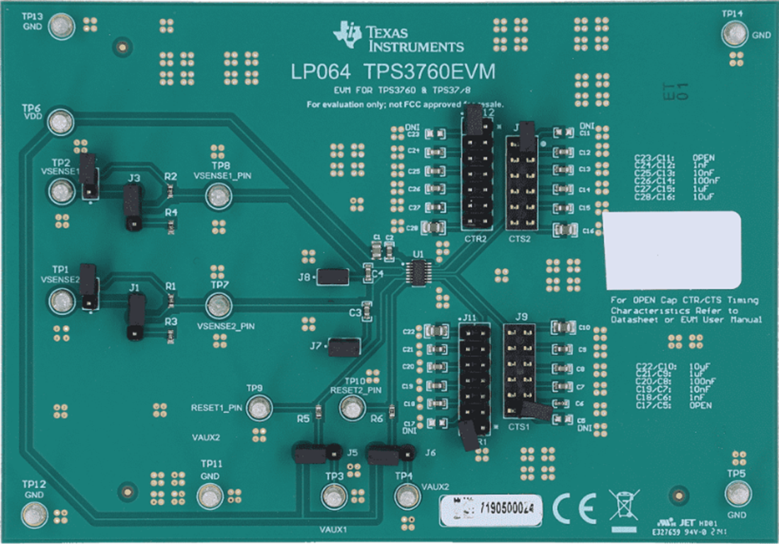 机械图纸 - Texas Instruments TPS3760EVM电压监控器评估模块