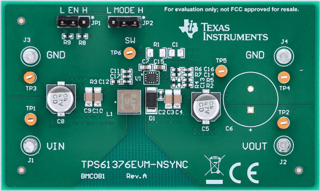 机械图纸 - Texas Instruments TPS61376EVM-NSYNC转换器评估模块