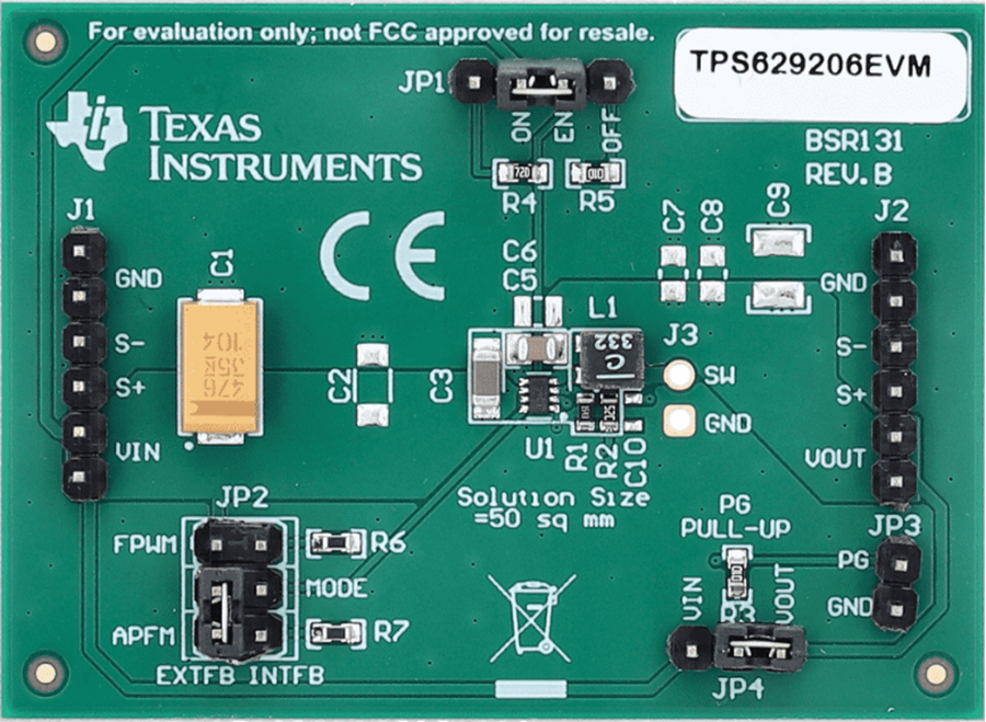 机械图纸 - Texas Instruments TPS629206EVM转换器评估模块