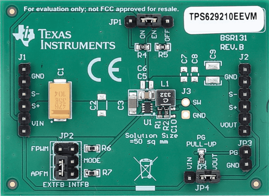 机械图纸 - Texas Instruments TPS629210EEVM转换器评估模块