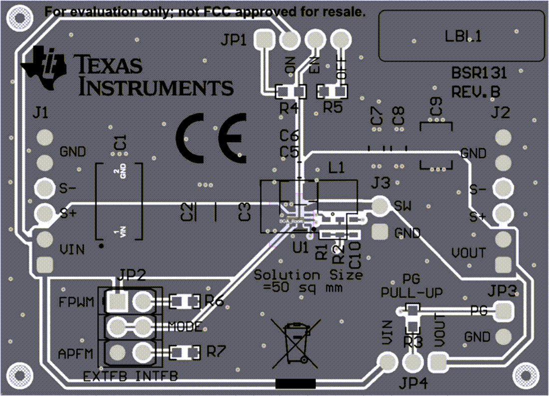 机械图纸 - Texas Instruments TPS629210EVM转换器评估模块