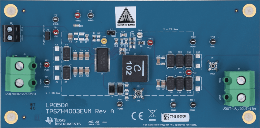 机械图纸 - Texas Instruments TPS7H4003EVM转换器评估模块
