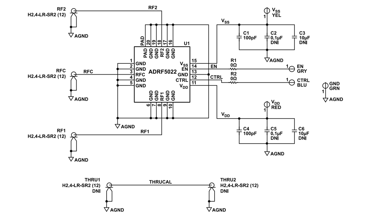 原理图 - Analog Devices Inc. ADRF5022-EVALZ 评估板