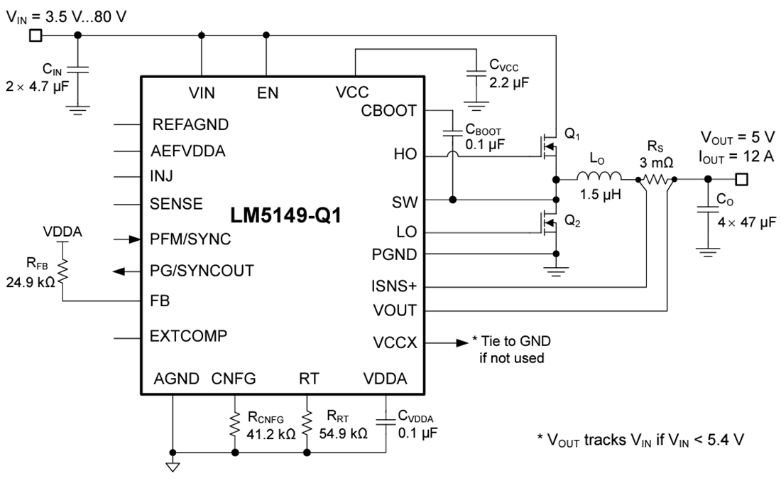 原理图 - Texas Instruments LM5149/LM5149-Q1降压直流-直流控制器