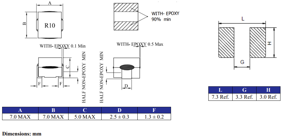 Mechanical Drawing - Abracon AMSLA-Q7050 Automotive Stacked Inductors
