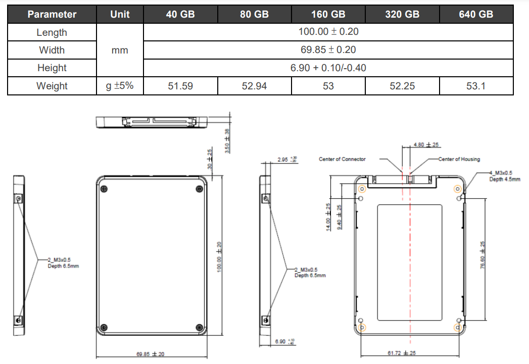 Mechanical Drawing - Apacer Technology Inc. SH250-25 Serial ATA Flash Drives