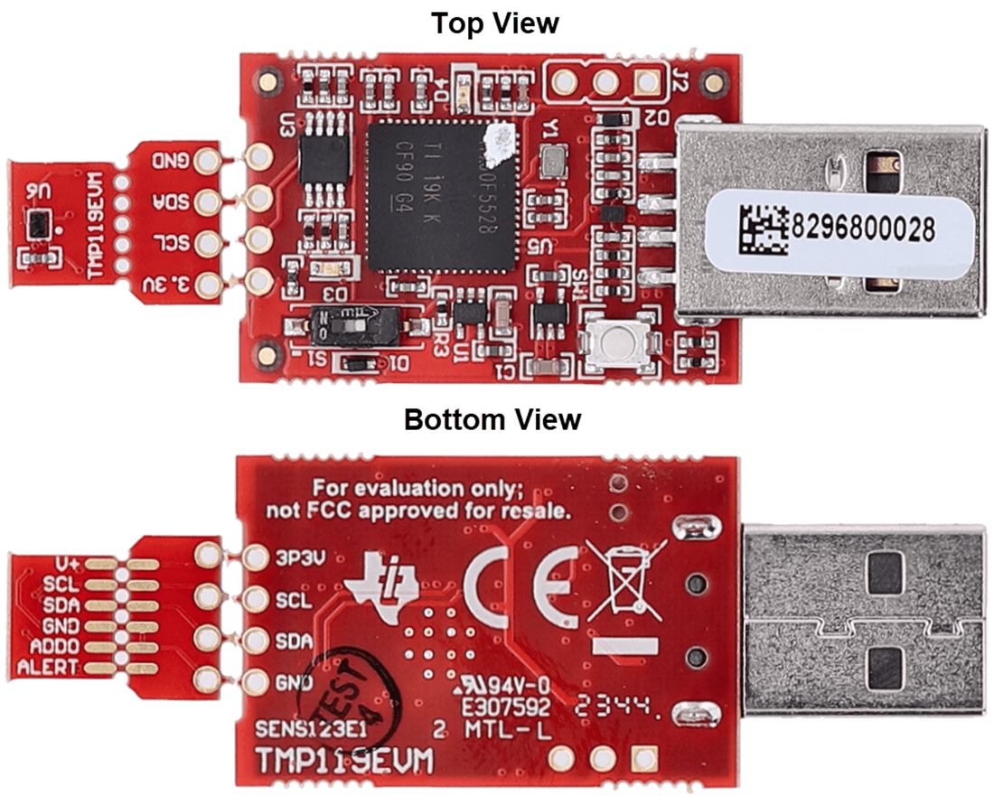 机械图纸 - Texas Instruments TMP119EVM传感器评估模块 (EVM)