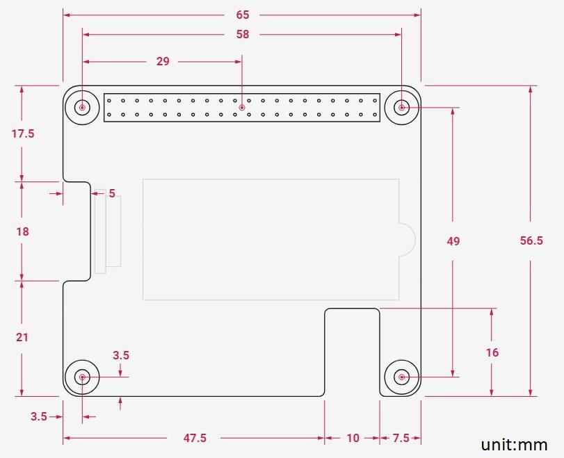 机械图纸 - Raspberry Pi 适用于Pi 5的M.2 HAT+
