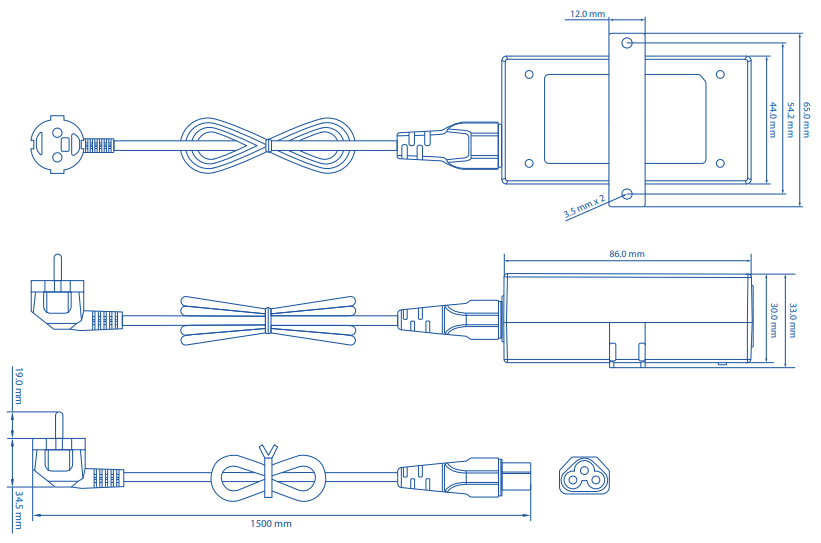 Mechanical Drawing - Teltonika PR324EUB EU Single Port Passive PoE Injector