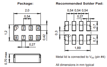 Mechanical Drawing - Micro Crystal RV-8063-C8 Real-Time Clock Modules