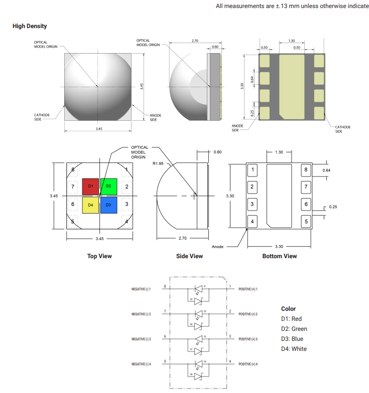 机械图纸 - Cree LED XLamp® XP-L彩色LED