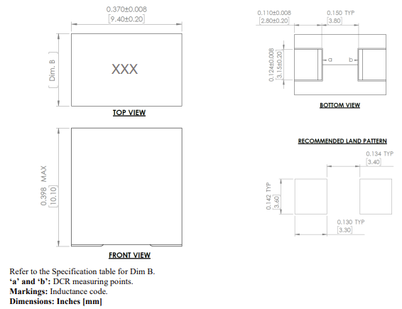 Mechanical Drawing - Abracon AVR-1Z090610S Vertically Assembled Power Inductors