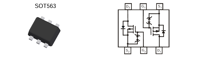 应用电路图 - Diodes Incorporated DMP68D1LV双P沟道增强模式MOSFET