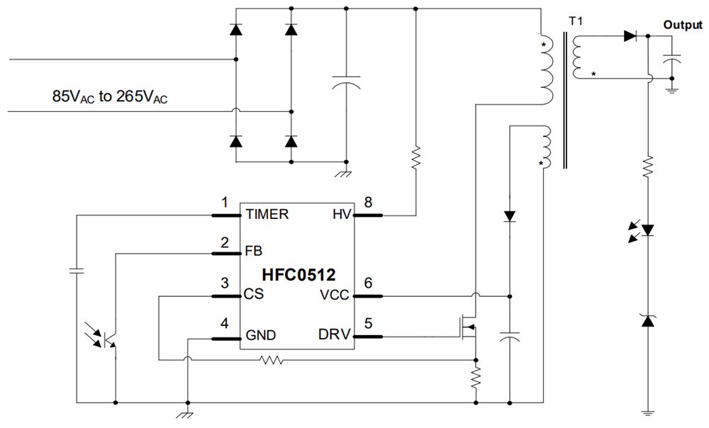 Application Circuit Diagram - Monolithic Power Systems (MPS) HFC0512 Fixed-Frequency Current-Mode Controller