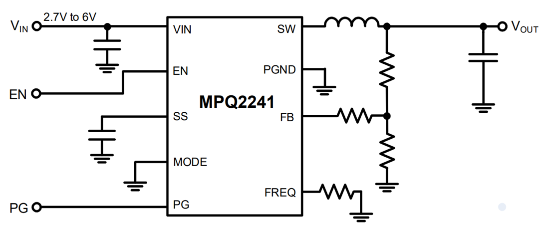 Application Circuit Diagram - Monolithic Power Systems (MPS) MPQ2241-AEC1 Synchronous Step-Down Converter