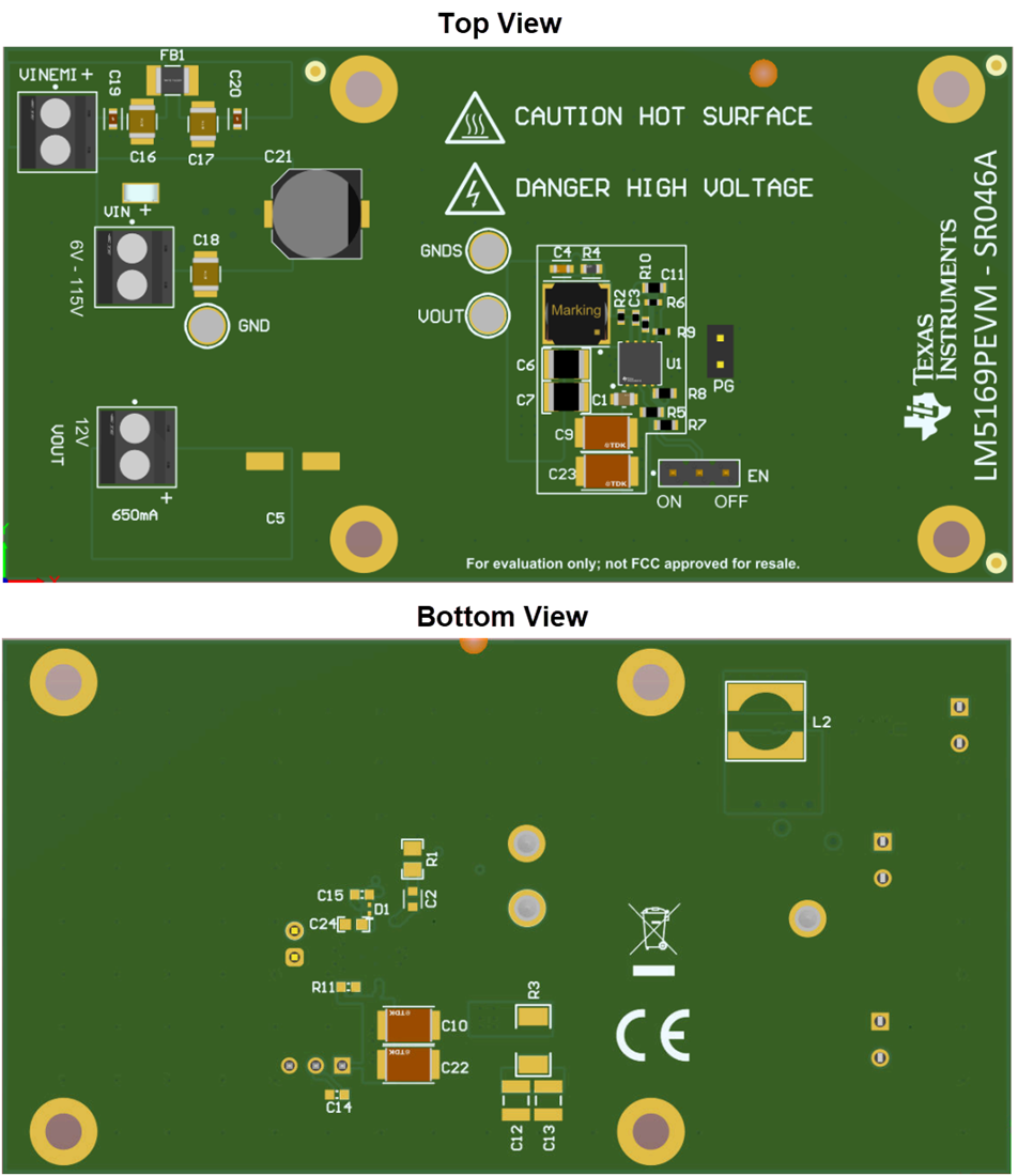 机械图纸 - Texas Instruments LM5169PEVM转换器评估模块 (EVM)