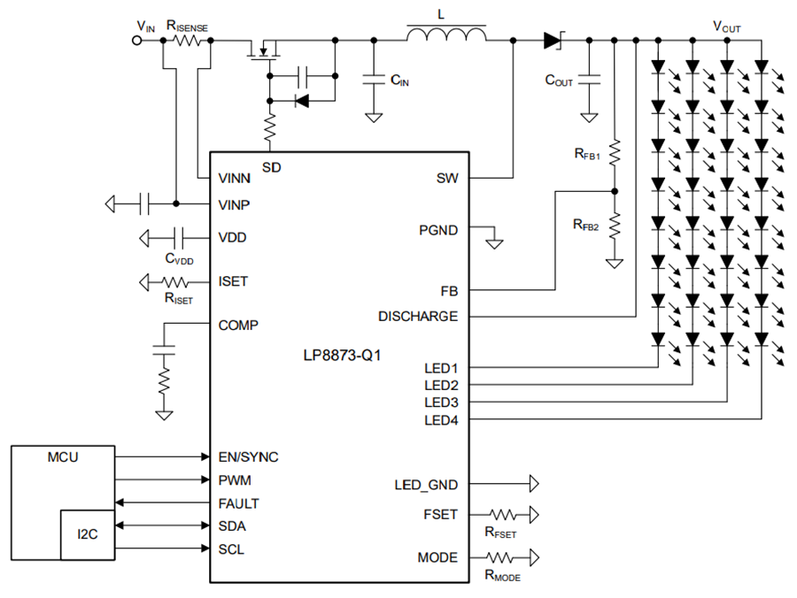 原理图 - Texas Instruments LP8873-Q1 LED背光驱动器