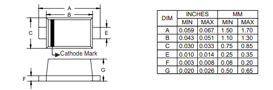 Mechanical Drawing - Micro Commercial Components (MCC) BZX584C 200mW Zener Diodes
