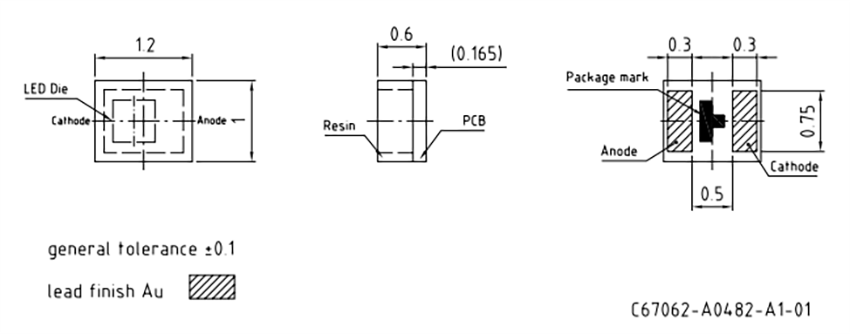机械图纸 - ams OSRAM CT ELLN51.14片式LED