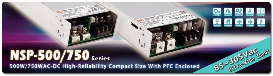 MEAN WELL NSP-500和NSP-750封闭式电源