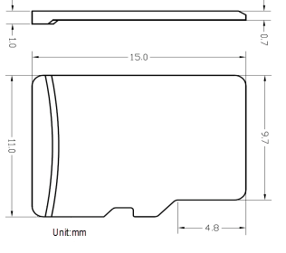 Mechanical Drawing - Swissbit S-52u Industrial microSDHC/SDXC Memory Cards