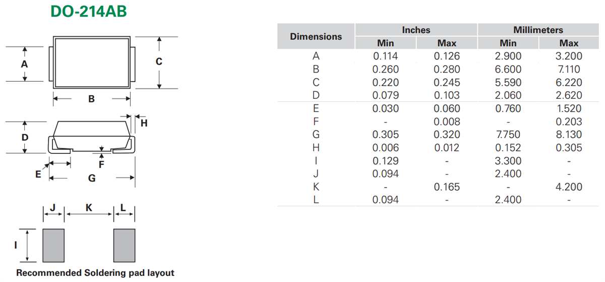 机械图纸 - Littelfuse Pxx00S3G-A SIDACtor®保护型晶闸管