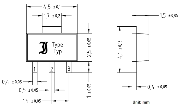 Mechanical Drawing - Diotec Semiconductor BCX53-16-AQ Bipolar Transistor