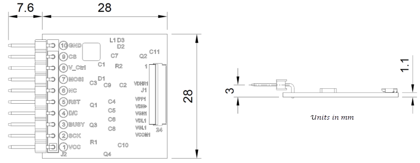 Mechanical Drawing - Pervasive Displays EPD Extension Kit Gen3 Version 2 Board