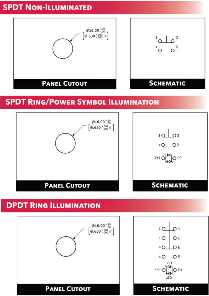 Schematic - E-Switch PV16 Anti-Vandal Switches