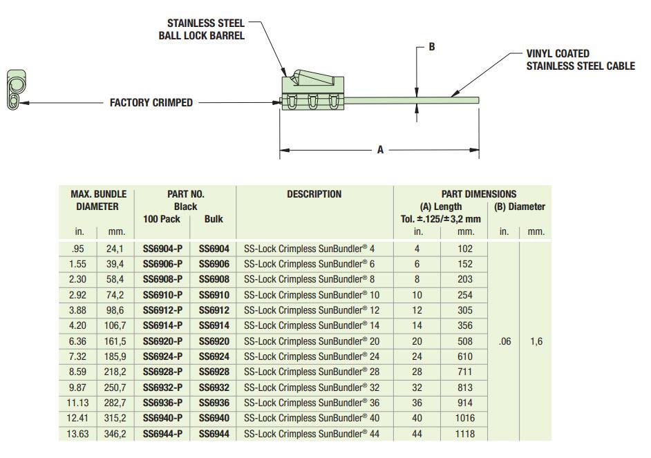 Mechanical Drawing - Heyco SS-Lock Crimpless Sunbundler® Cable Ties
