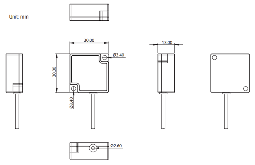 Mechanical Drawing - Advantech WISE-2461 3-Axis Smart Vibration Sensor