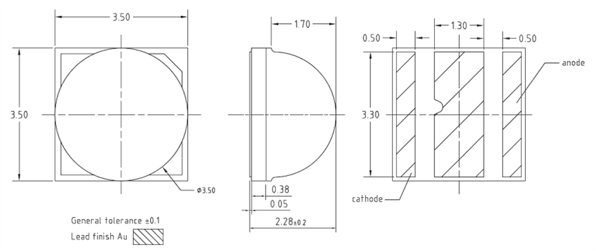 机械图纸 - ams OSRAM GW CPSRM1.xM OSLON™ Square Essential LED